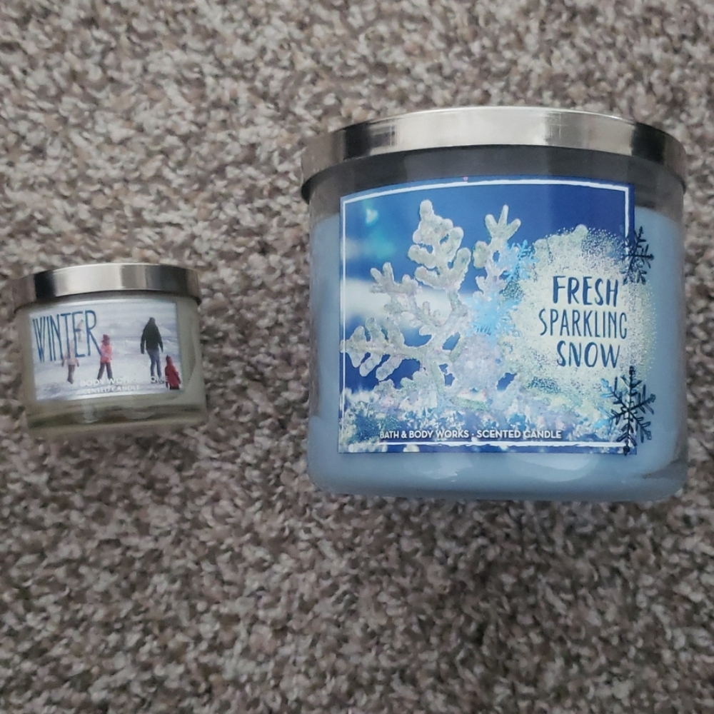 2 bath and body candles - 1 3-wick and 1 mini